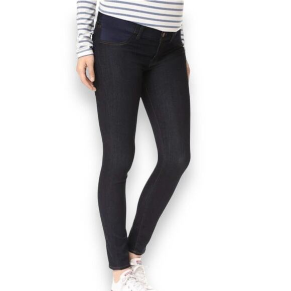 J Brand Mama J Super Skinny Maternity Jeans Side Panels Blue Size 24 Dark Wash - Picture 3 of 8